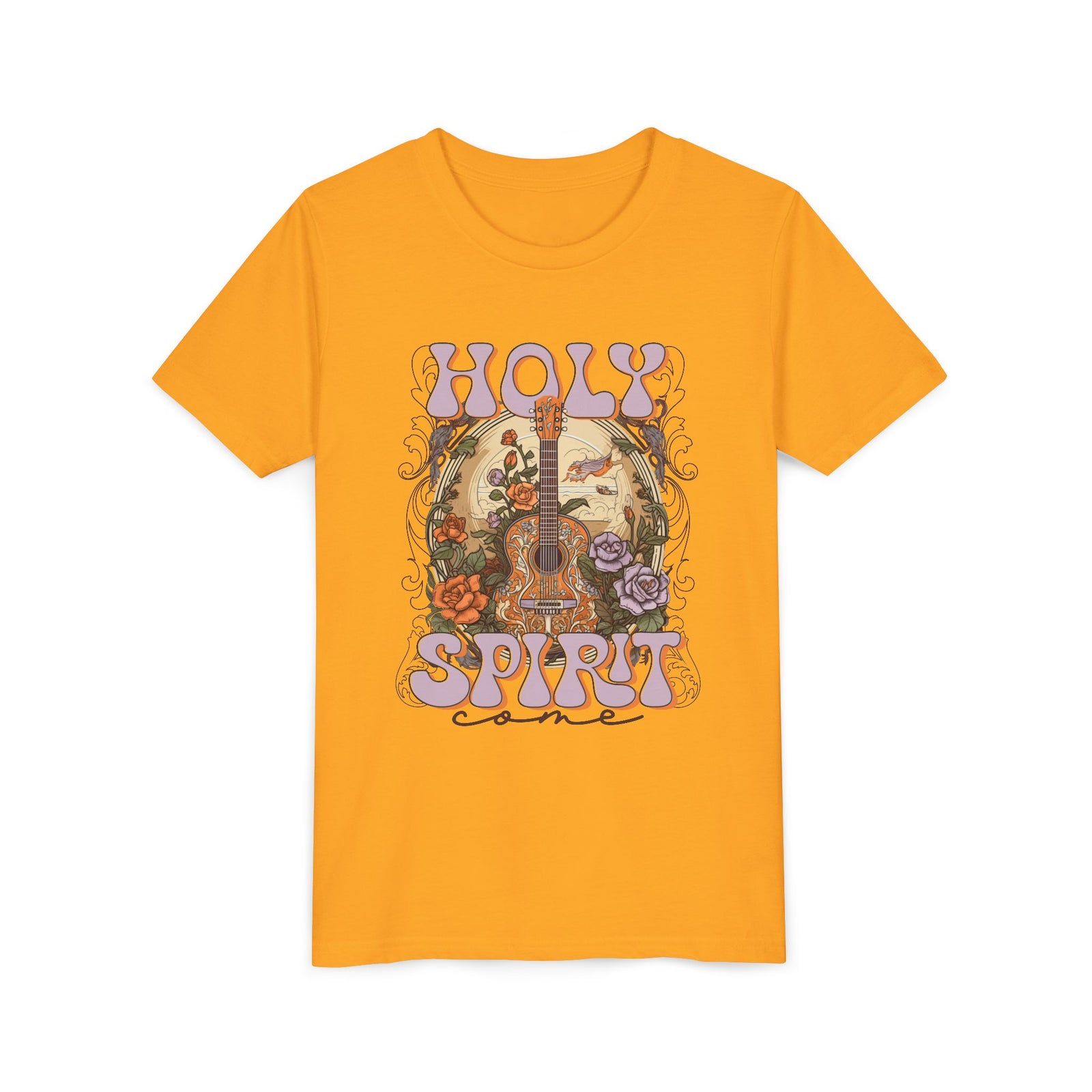 Holy Spirit Come Kids T-Shirt Christian Praise Guitar Graphic Tee