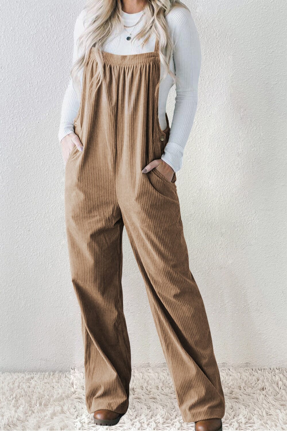 Square Neck Wide Strap Overalls - Sydney So Sweet