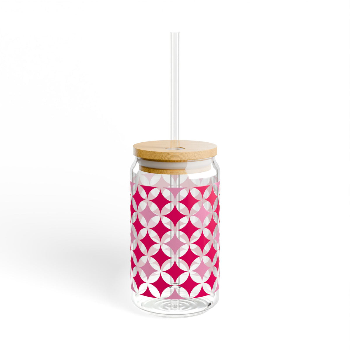 Twinkling Tidings Christmas Sipper Glass 16oz Reusable Drink Jar with Lid & Straw