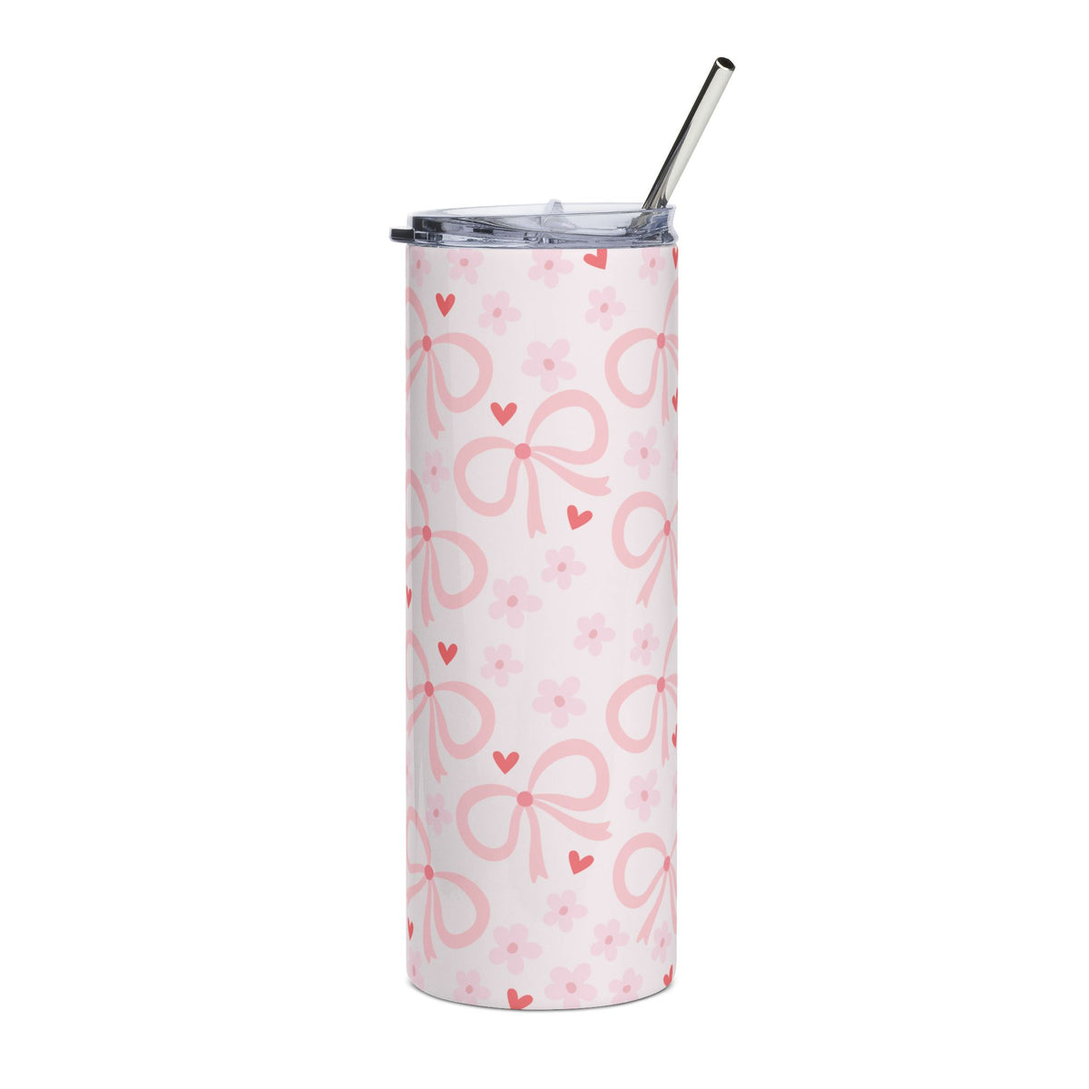 Pink Bows & Hearts20oz Stainless Tumbler Insulated Travel Cup Water Bottle