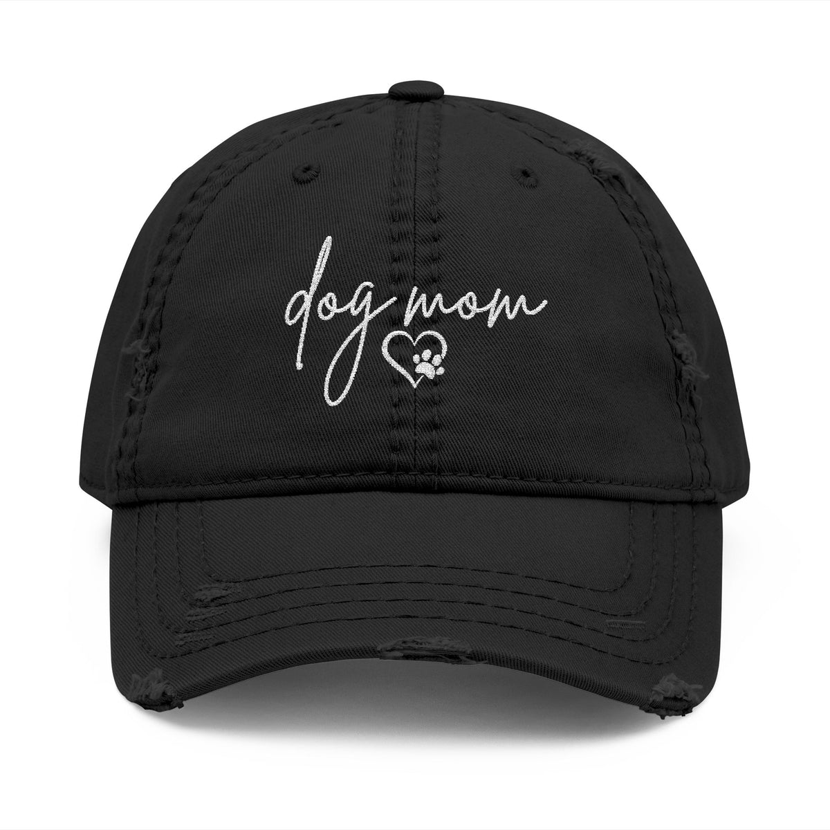 Dog Mom Distressed Dad Hat — Embroidered Casual Baseball Cap - Sydney So Sweet