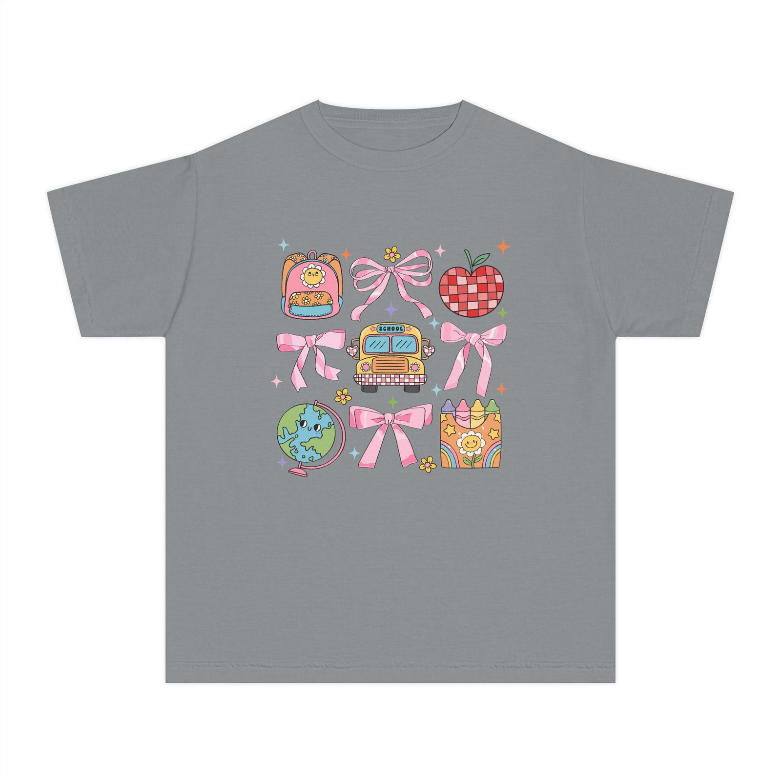 Coquette Back to School Bow Graphic Tee Kids Preppy Cute T-Shirt