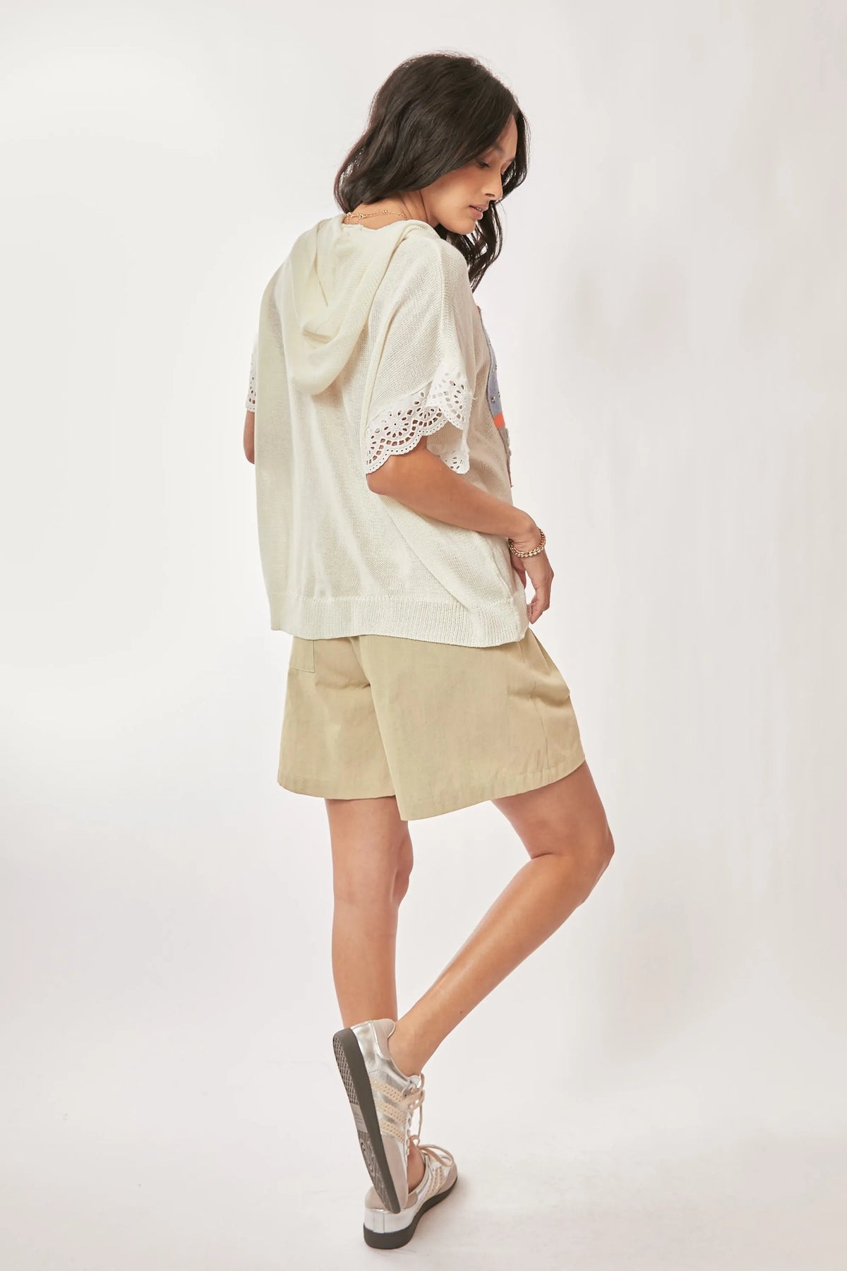 Davi & Dani American Flag Loose Fit Lace Sleeve Hoodie Top - Sydney So Sweet