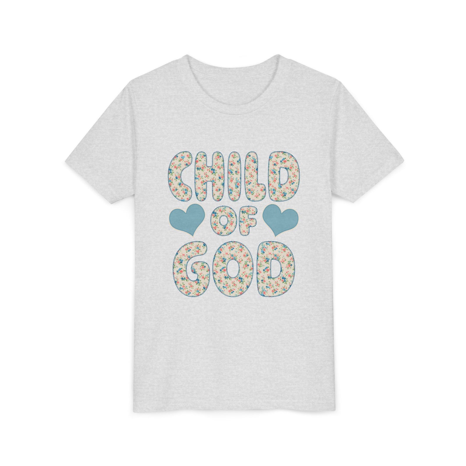 Child of God Kids T-Shirt Cute Youth Floral Bubble Letters Graphic Tee