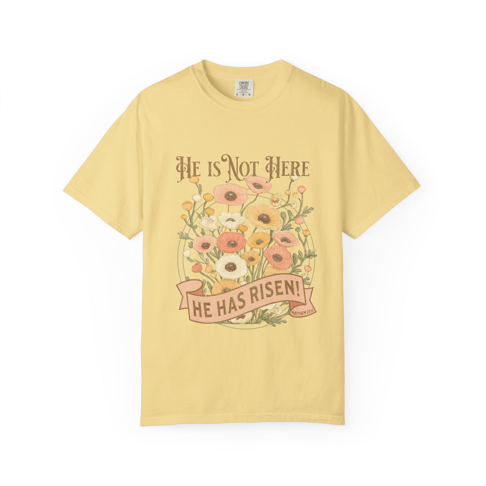 He Is Not Here He Has Risen Floral Unisex Easter T-Shirt Distressed Christian Tee