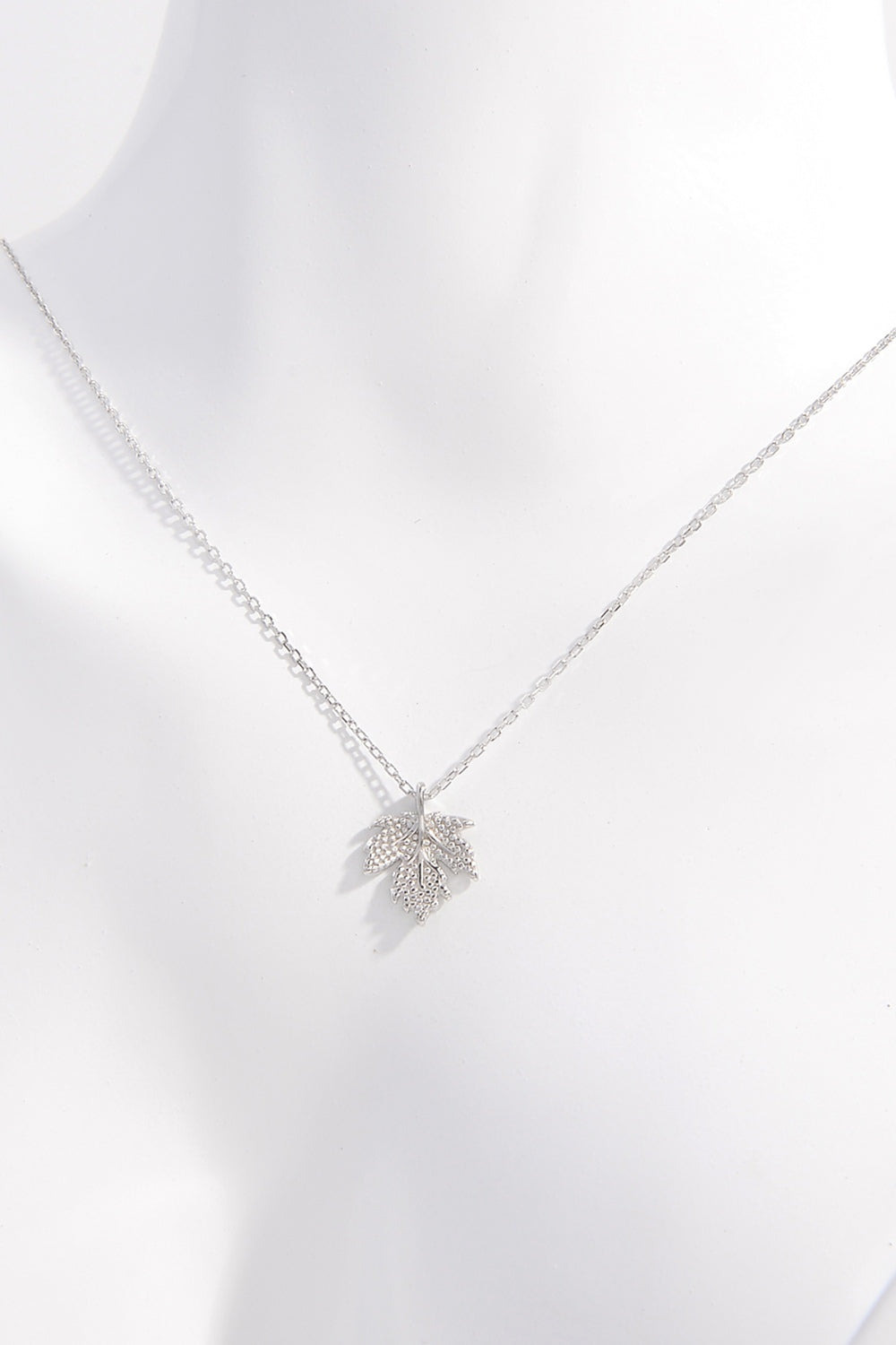 925 Sterling Silver Zircon Maple Leaf Necklace - Sydney So Sweet