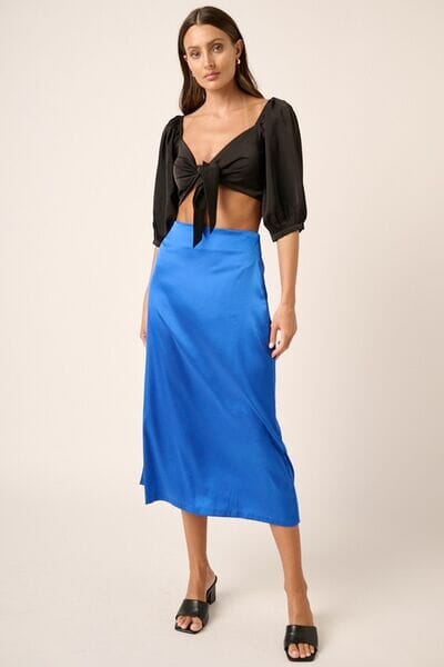 Mittoshop Side Slit Satin Midi Skirt - Sydney So Sweet