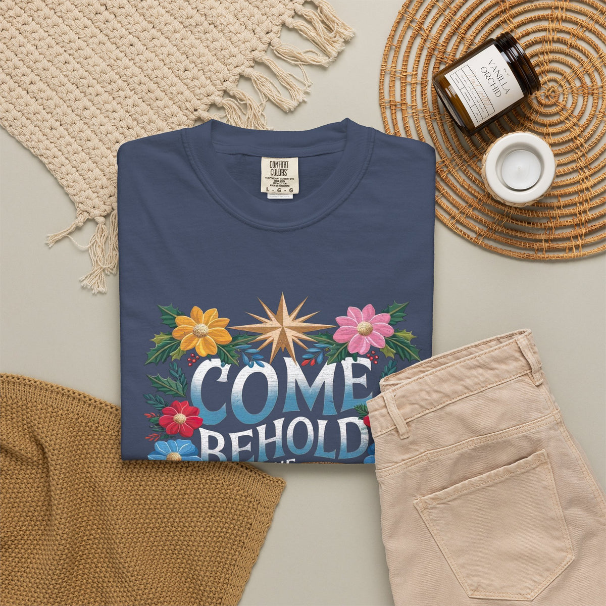 Come & Behold the Newborn King Christmas T-Shirt Christian Graphic Tee