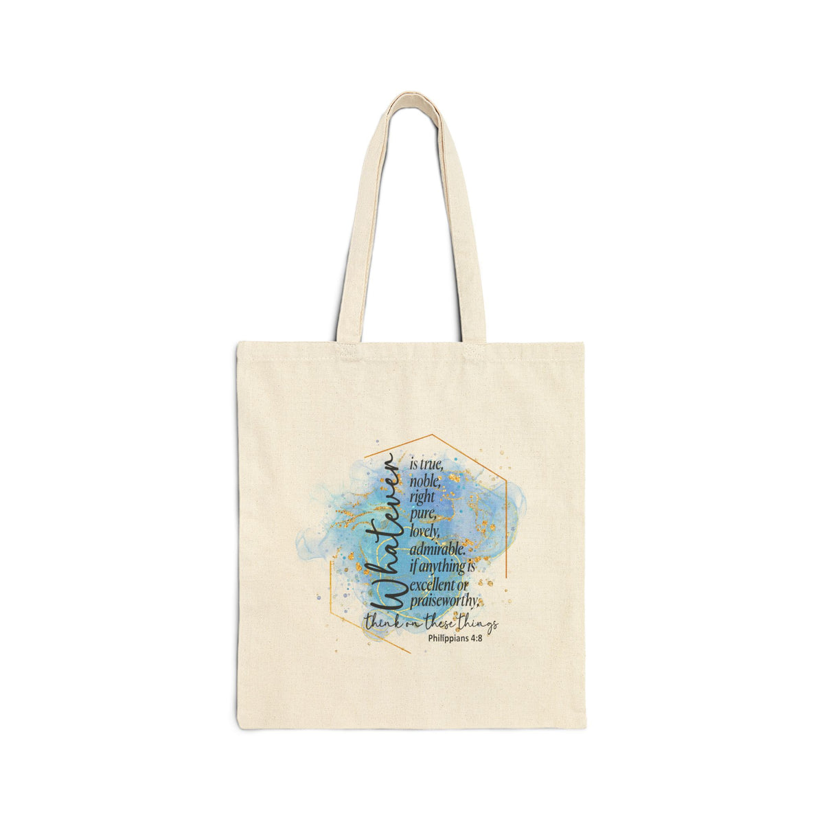 Think on These Things Scripture Christian Cotton Canvas Tote Bag