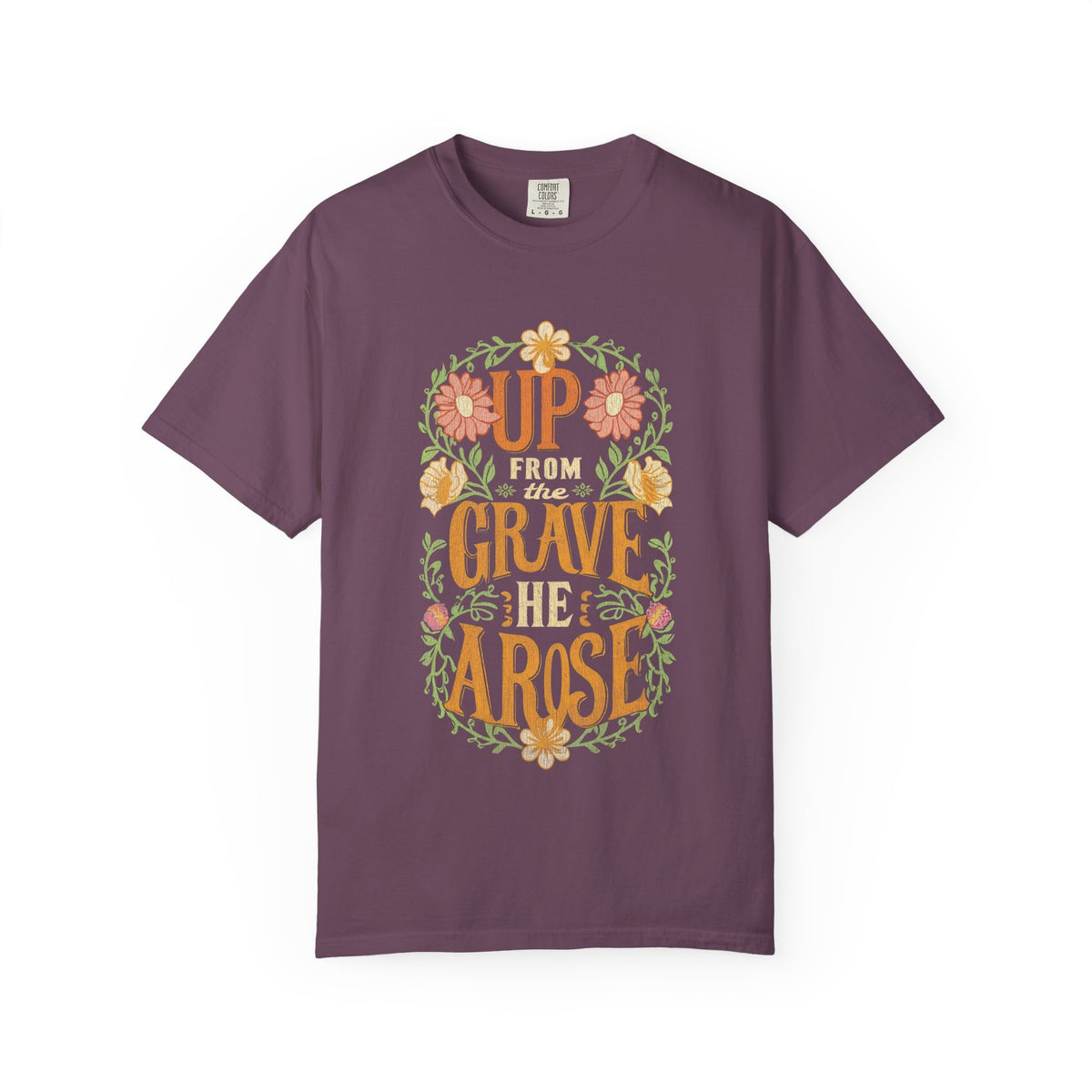 Up From the Grave He Arose Easter T-Shirt Christian Faith Graphic Unisex Distressed Tee