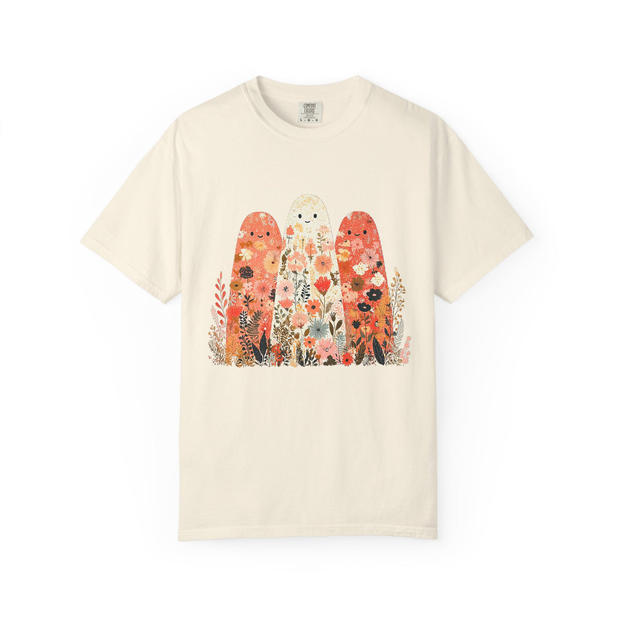 Floral Ghosts T-Shirt Cute Autumn Floral Ghosts Graphic Tee