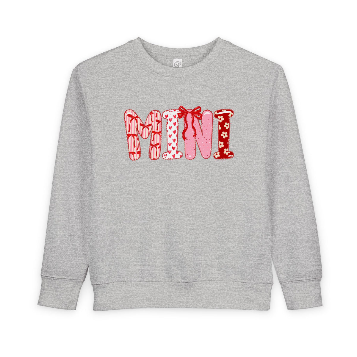 Mini Coquette Bow & Heart Valentine's Day Pullover Toddler Crewneck Graphic Sweatshirt