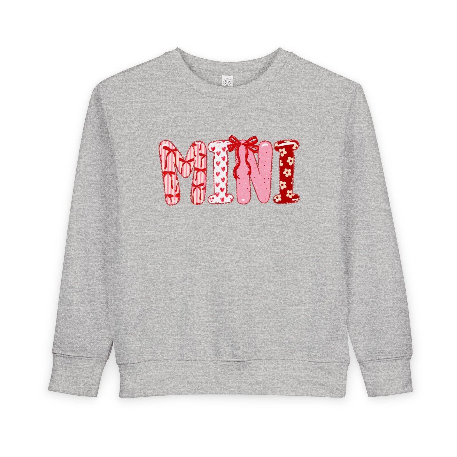Mini Coquette Bow & Heart Valentine's Day Pullover Toddler Crewneck Graphic Sweatshirt