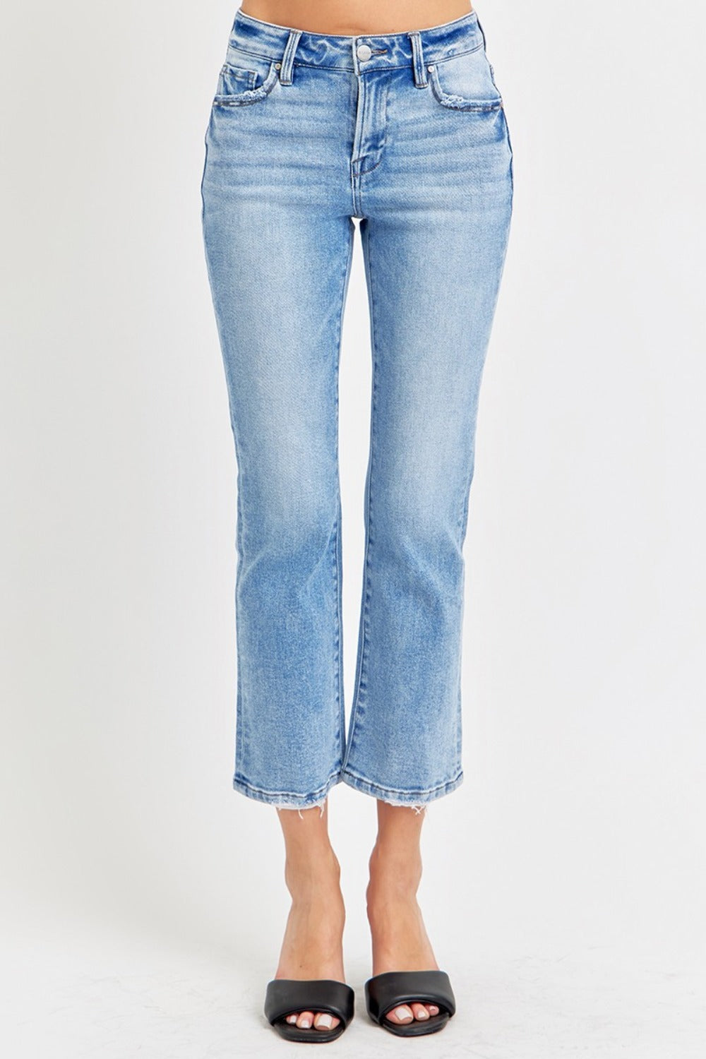 RISEN Full Size Low Rise Crop Slim Straight Jeans - Sydney So Sweet