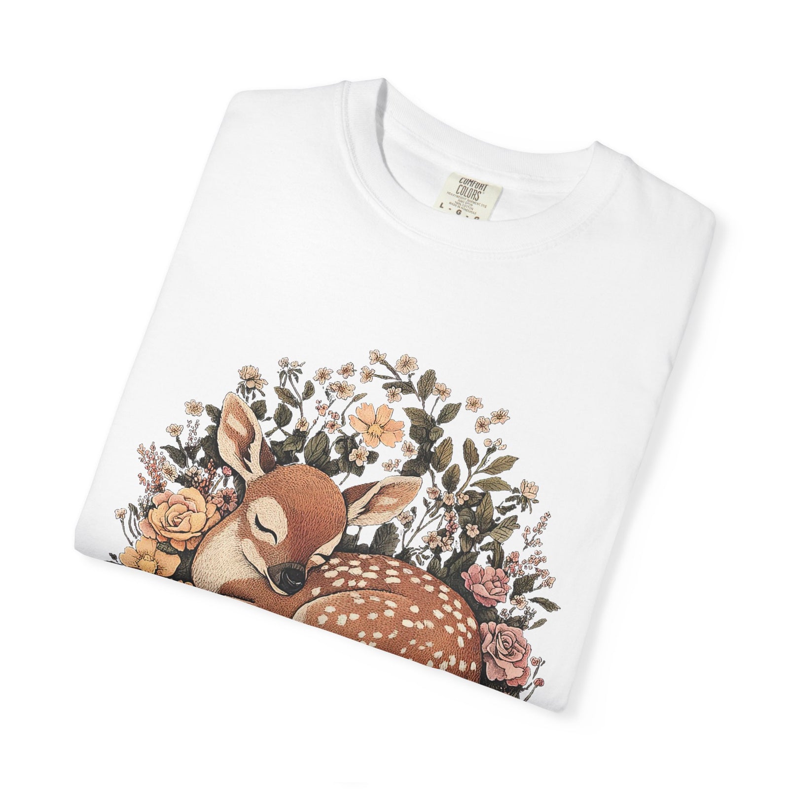 Sleeping Fawn Floral T-Shirt Psalm 23 Inspirational Christian Tee