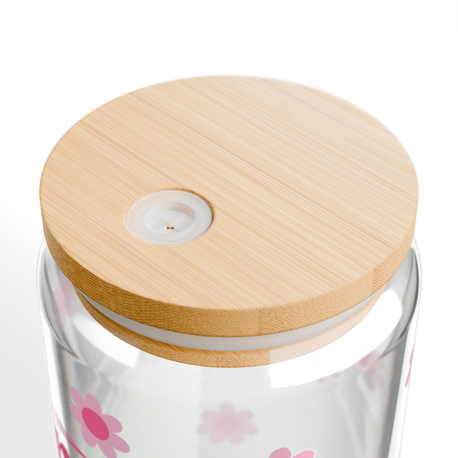 Mama Pink Flower Tumbler Sipper Glass 16oz — Reusable Drink Jar with Lid & Straw