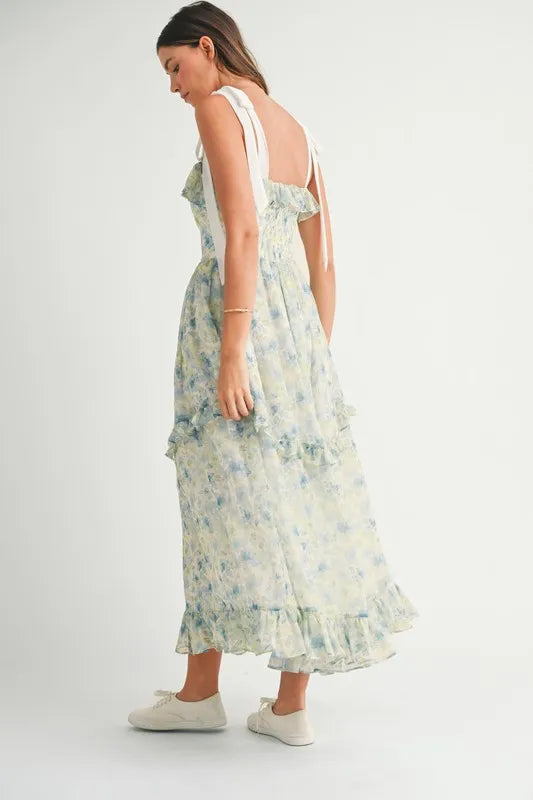 MABLE Floral Printed Shoulder Strap Midi Dress - Sydney So Sweet