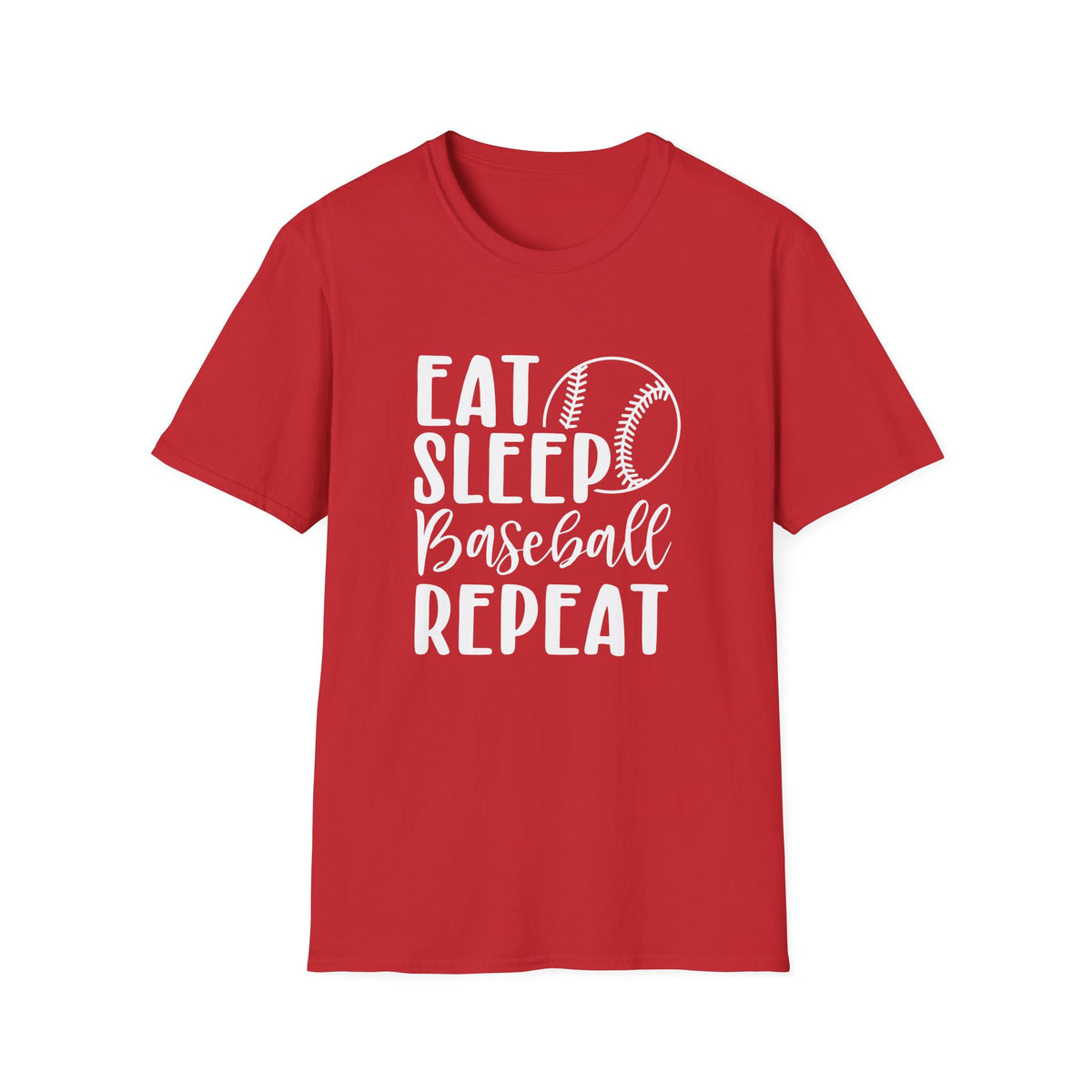 Eat Sleep Baseball Repeat Graphic T-Shirt Cute Sports Mom Tee (12 Team Colors)