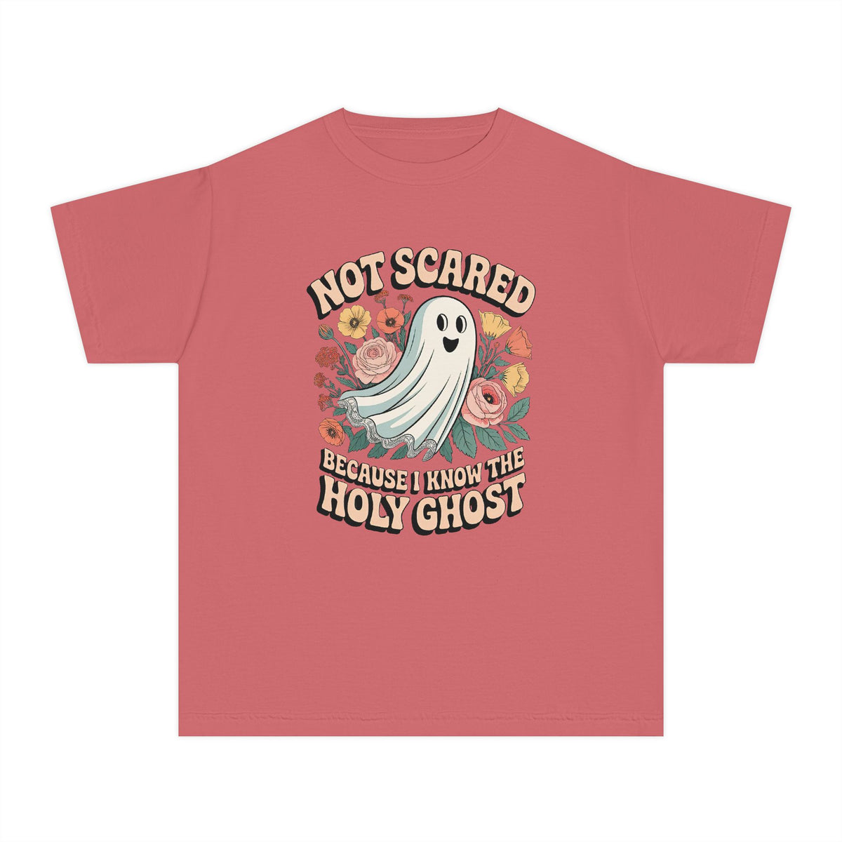 Not Scared Holy Ghost T-Shirt Christian Halloween Kids Graphic Tee