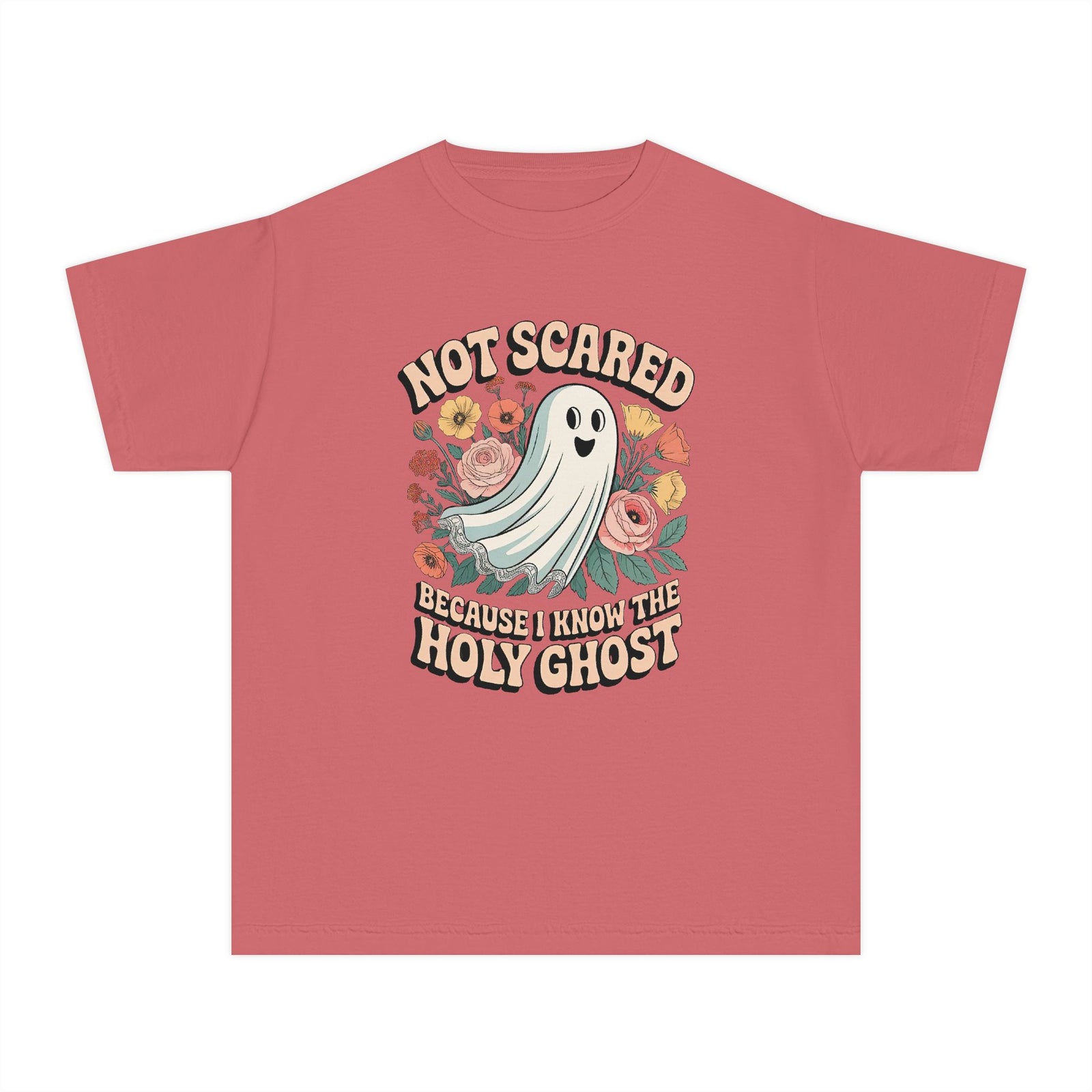 Not Scared Holy Ghost T-Shirt Christian Halloween Kids Graphic Tee