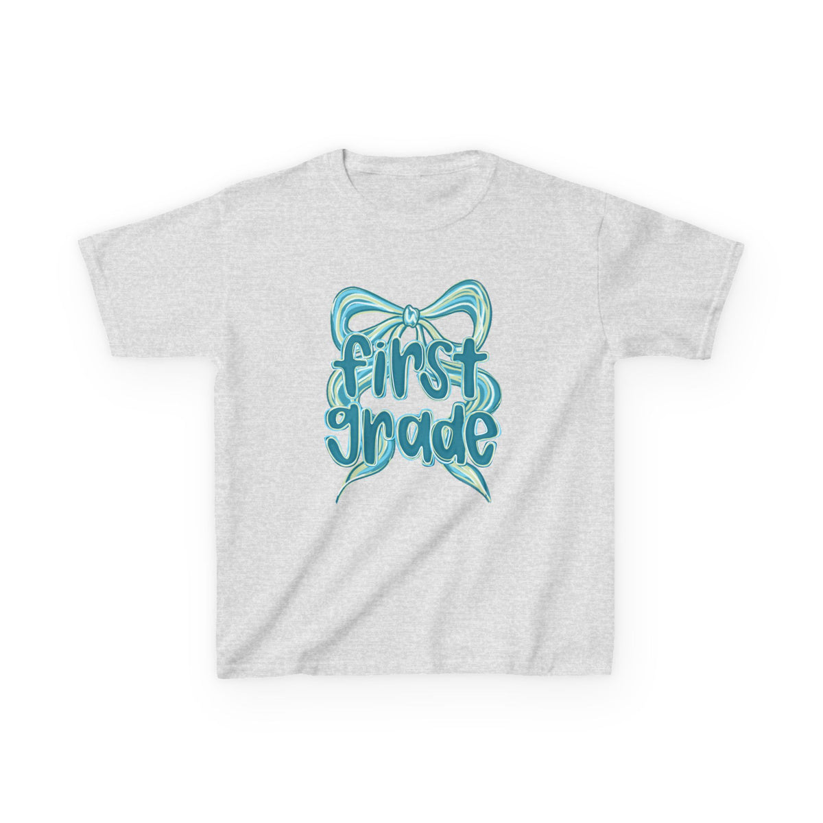 First Grade Kids Tee Cute Blue Coquette Bow Back to School 1st Grade T-Shirt