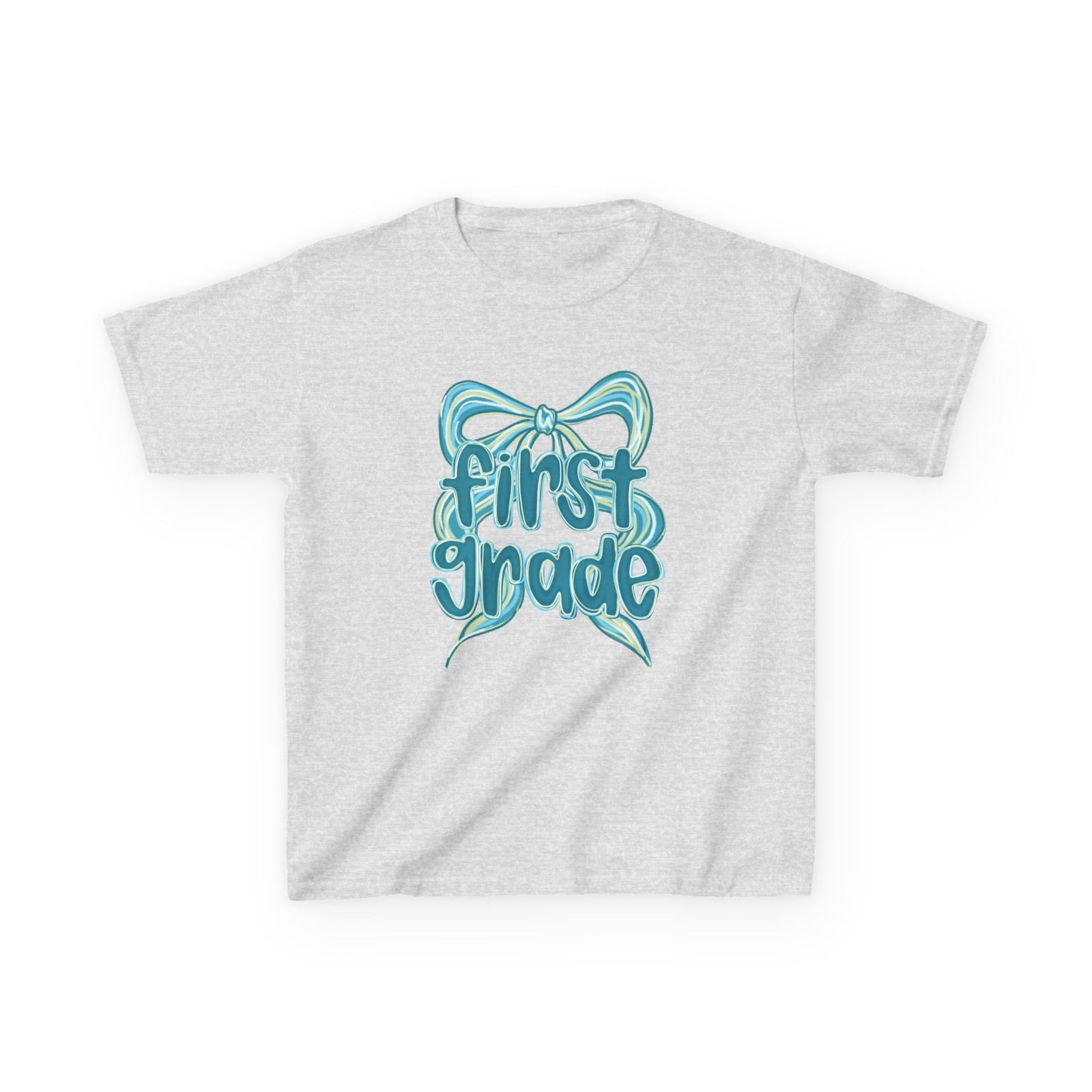 First Grade Kids Tee Cute Blue Coquette Bow Back to School 1st Grade T-Shirt