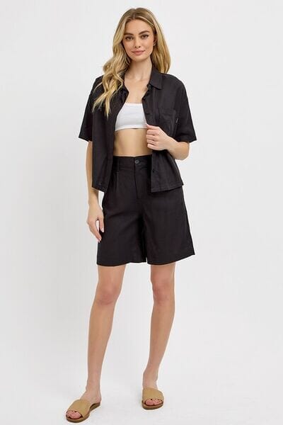 RISEN High Rise Pleated Front Shorts - Sydney So Sweet