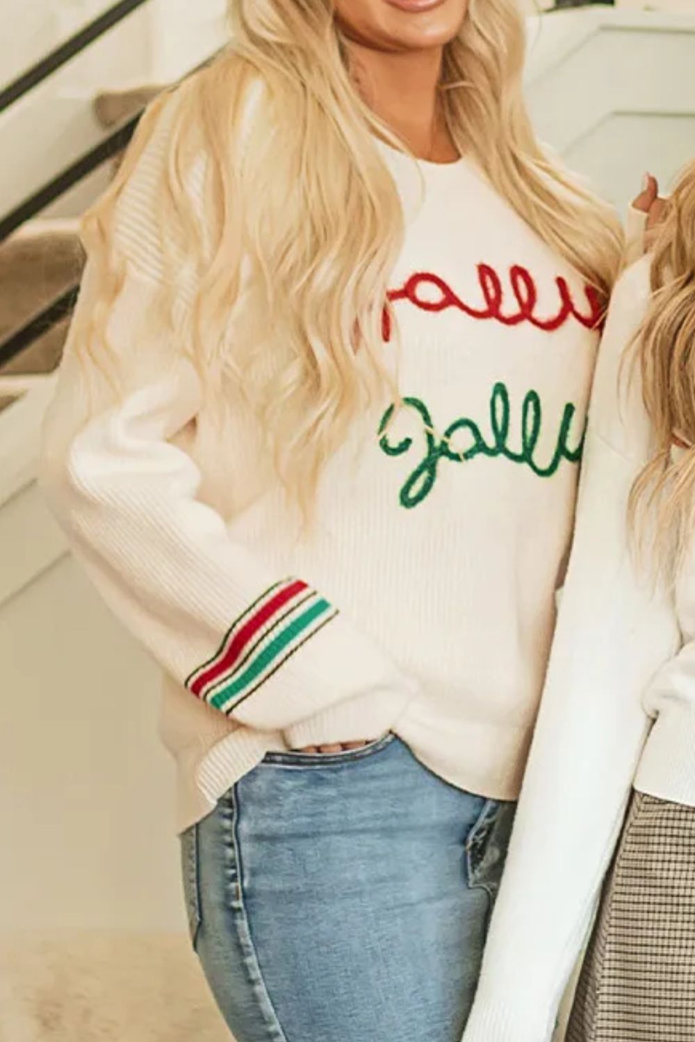 Letter Round Neck Long Sleeve Sweater - Sydney So Sweet