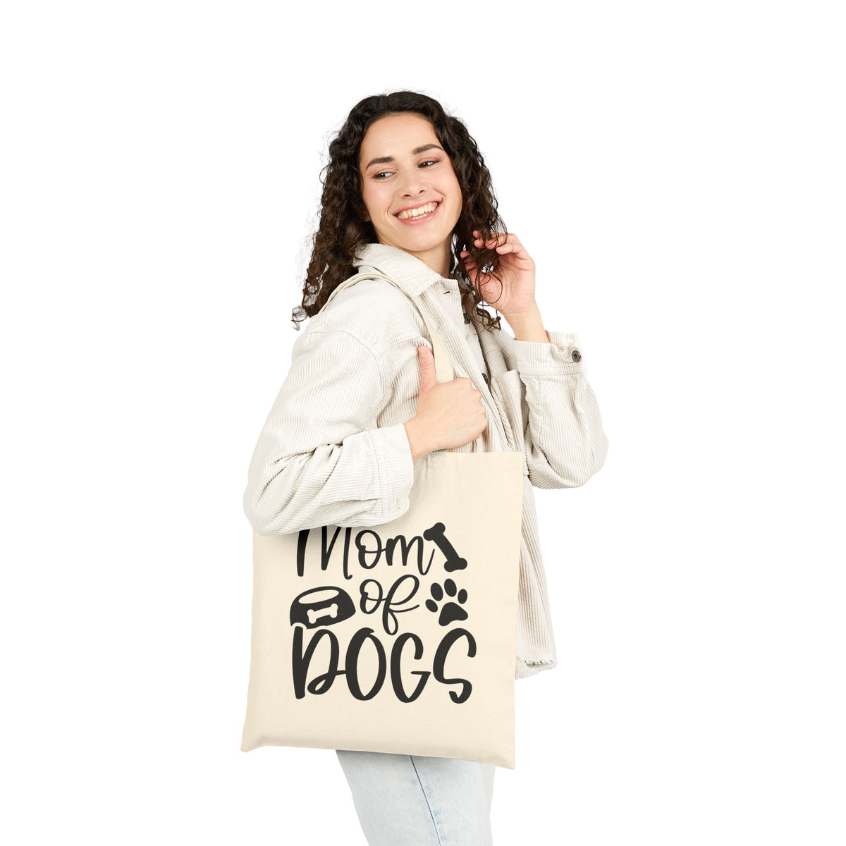 Mom of Dogs Cotton Canvas Tote Bag Dog Mom Paw & Bone Reusable Shopper