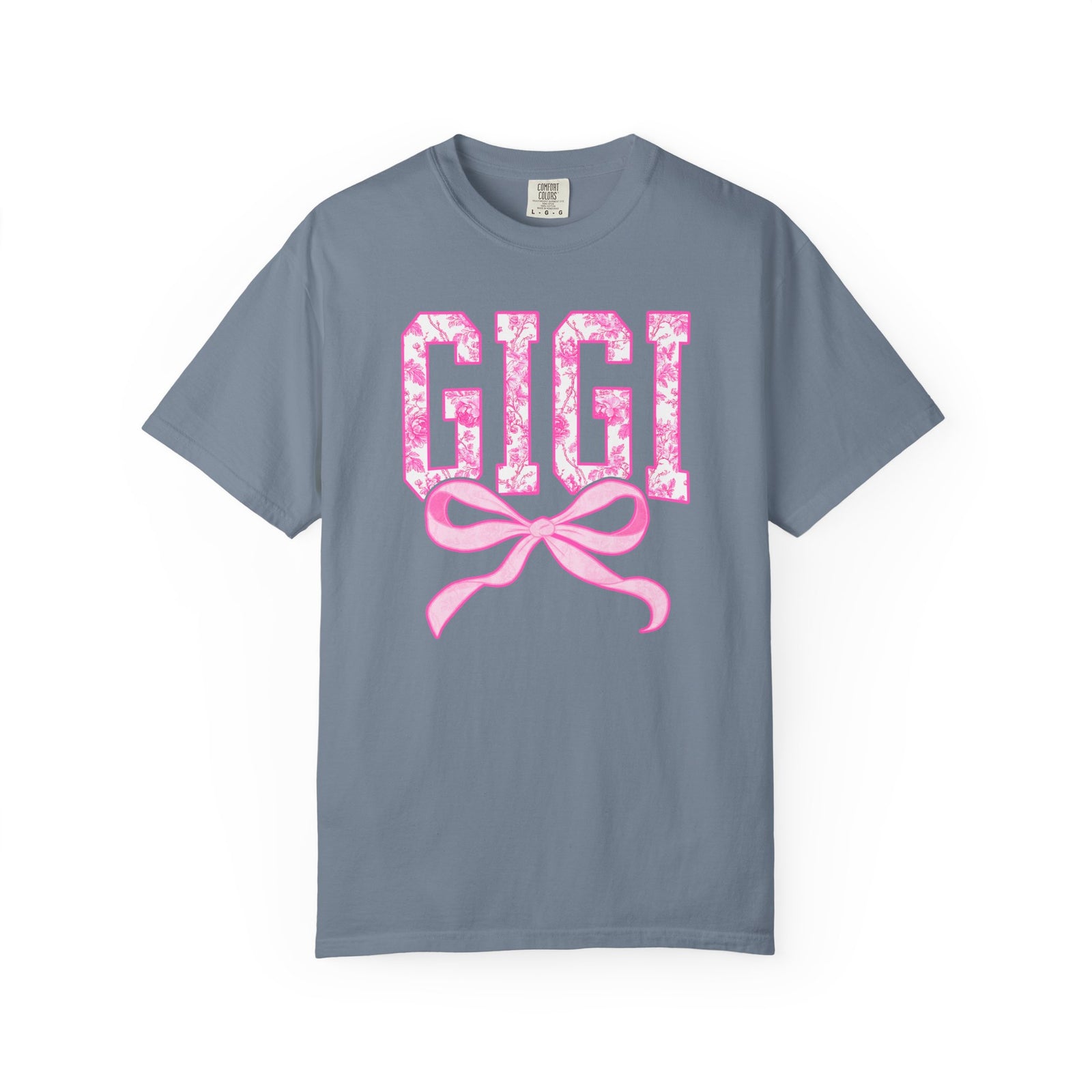 Gigi Coquette Pink Toile Bow T-Shirt Cute Grandmother Graphic Tee