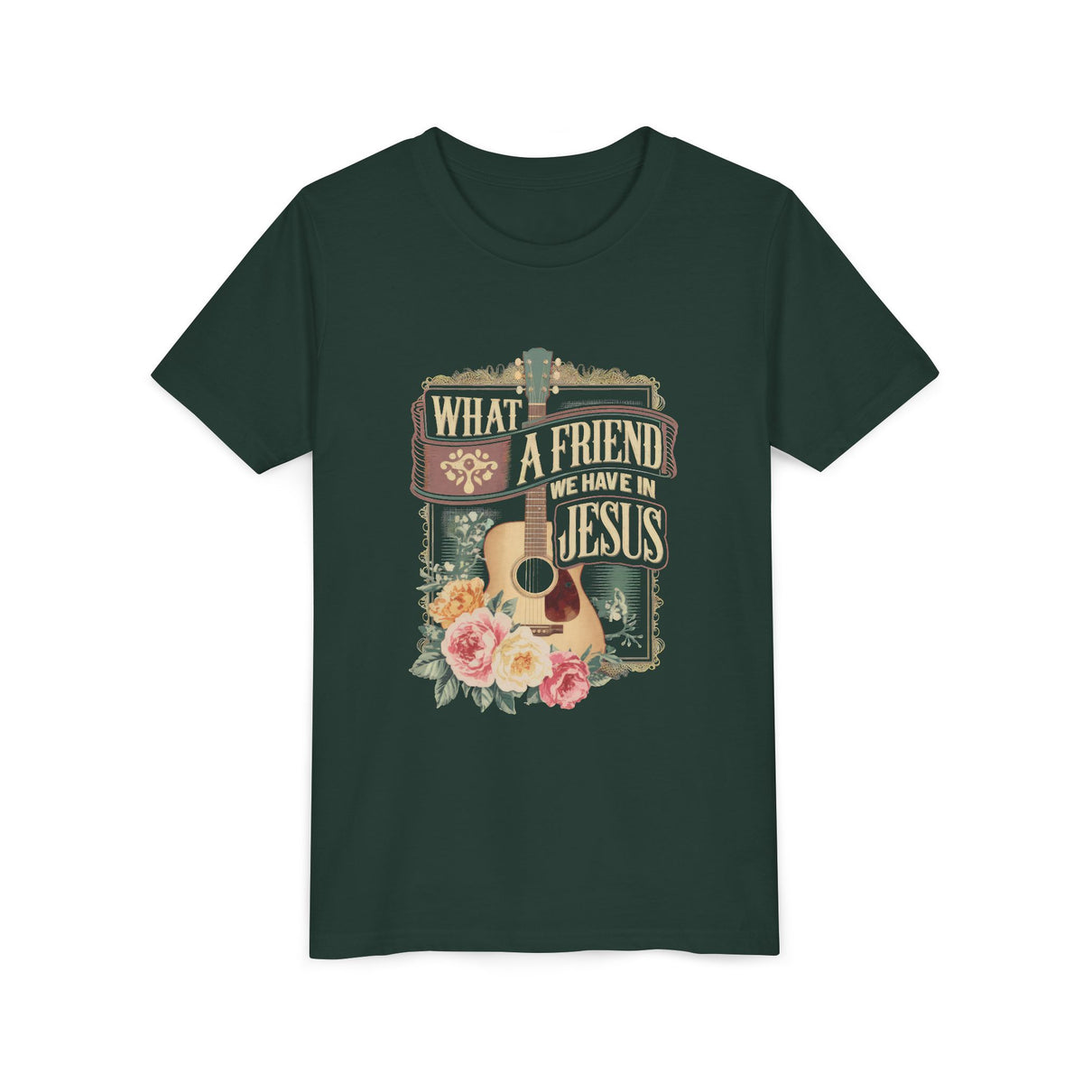 What a Friend We Have in Jesus Kids T-Shirt Christian Praise Guitar Graphic Tee