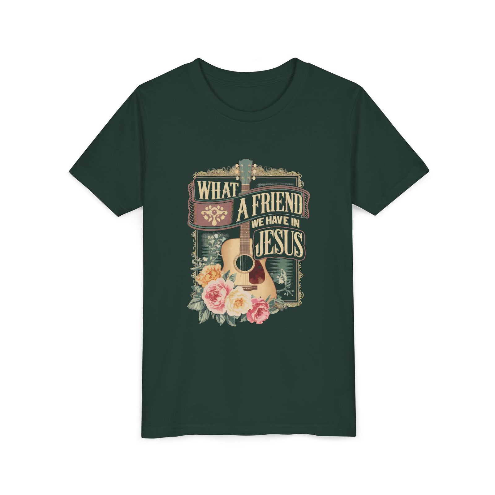 What a Friend We Have in Jesus Kids T-Shirt Christian Praise Guitar Graphic Tee