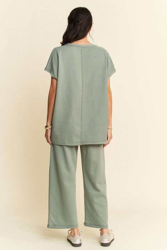 Davi & Dani Round Neck Short Sleeve Top and Pants Set - Sydney So Sweet