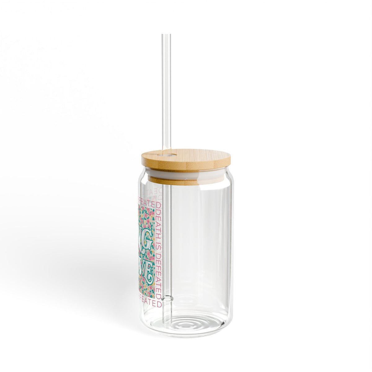 The King Is Alive Christian Sipper Glass 16oz Reusable Drink Jar with Lid & Straw