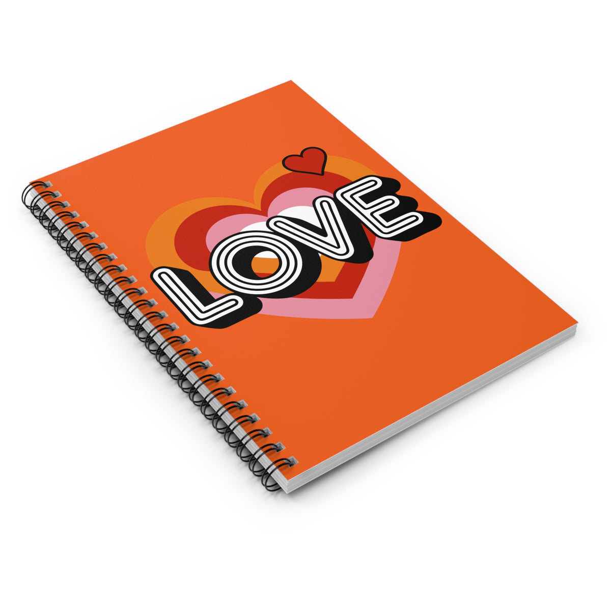Love Heart Spiral Notebook Retro Orange Ruled Journal