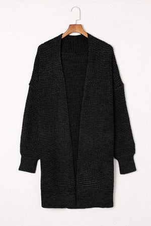 Woven Right Heathered Open Front Longline Cardigan - Sydney So Sweet