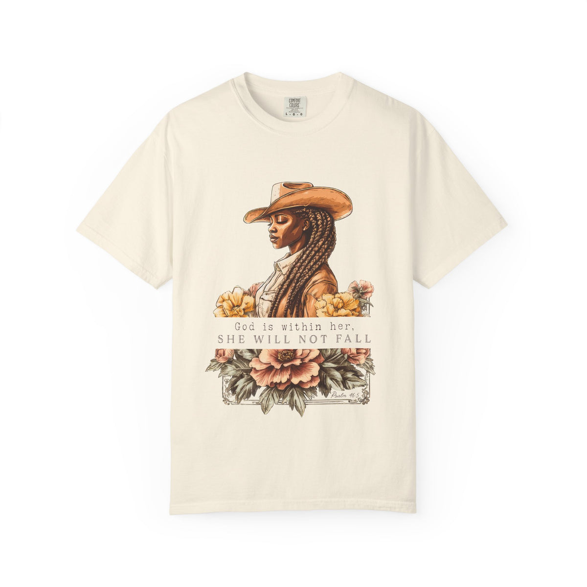God is With Her She Will Not Fall T-Shirt Floral Cowgirl Empowerment Tee