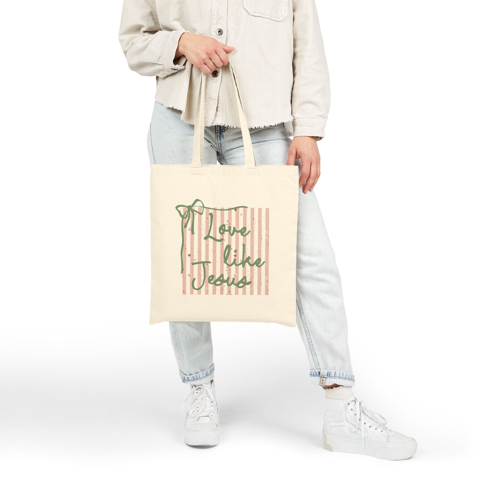 Love Like Jesus Tote Bag Christian Canvas Grocery & Bible Study Tote