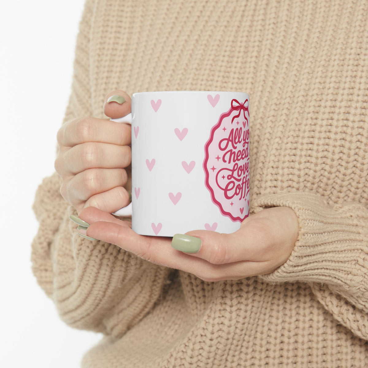 All You Need is Love & Coffee Mug — Pink Heart Coffee Cup (11oz, 15oz) - Sydney So Sweet