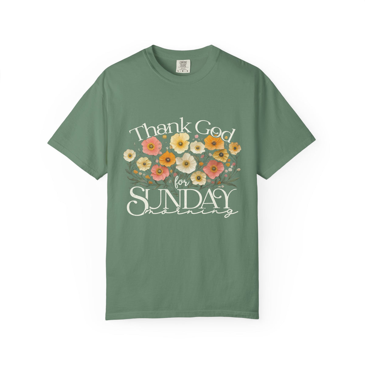 Thank God for Sunday Morning Christian Church Floral T‑Shirt Unisex Distressed Tee