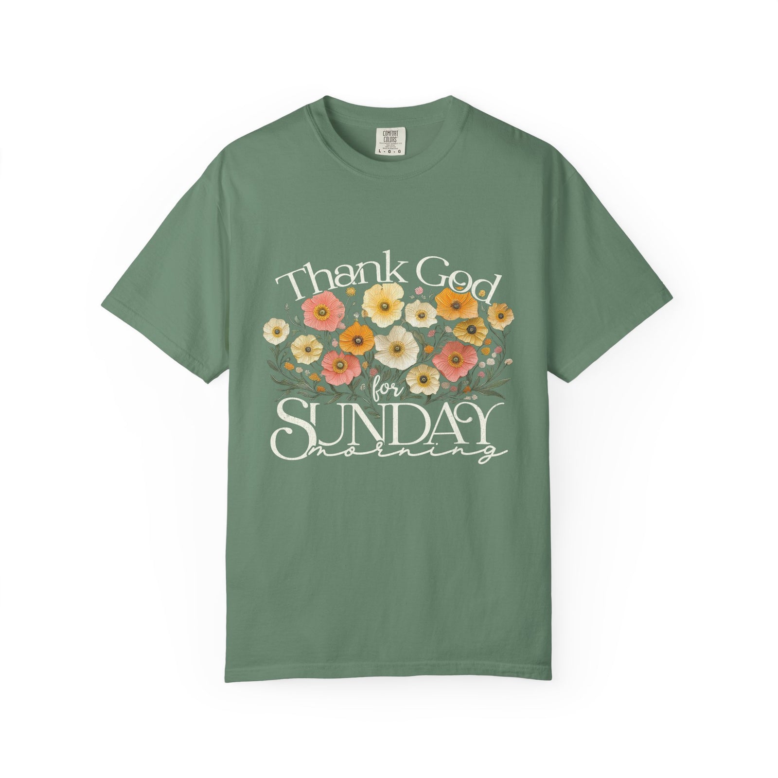 Thank God for Sunday Morning Christian Church Floral T‑Shirt Unisex Distressed Tee
