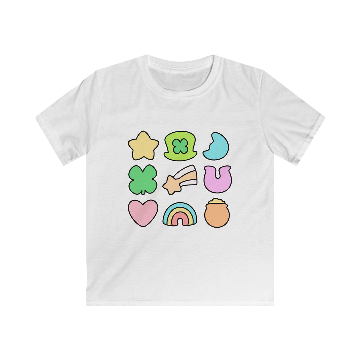 Kids St. Patrick's Day Marshmallows Tee Cute Rainbow, Shamrock & Lucky Charms Graphic T-Shirt