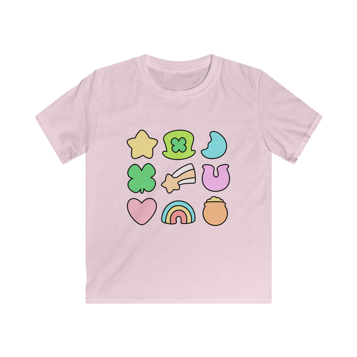 Kids St. Patrick's Day Marshmallows Tee Cute Rainbow, Shamrock & Lucky Charms Graphic T-Shirt