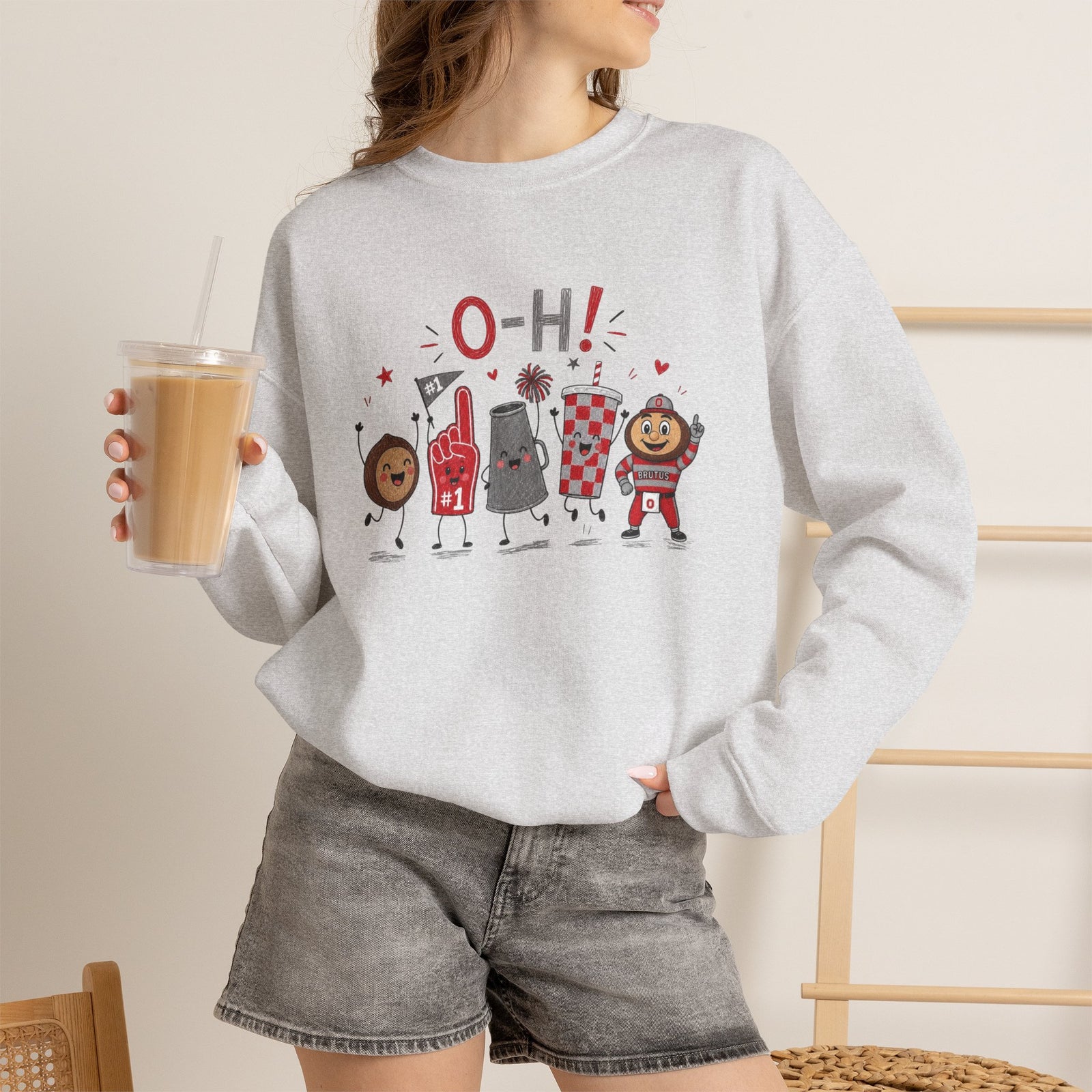 Ohio Doodle Football Mascot Sweatshirt Cute Tailgate Cartoon State Game Pullover