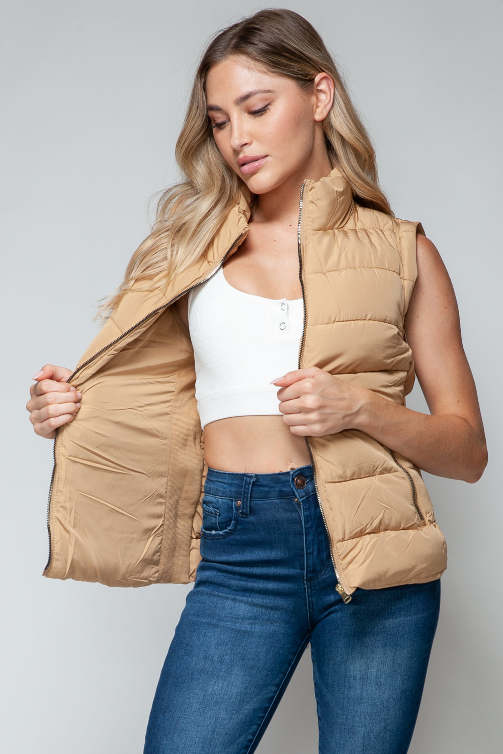 Snobbish Zip Up Turtleneck Vest with Pockets - Sydney So Sweet