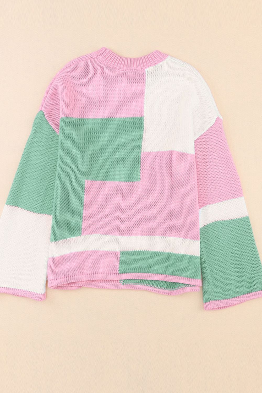 Color Block Round Neck Drop Shoulder Sweater - Sydney So Sweet