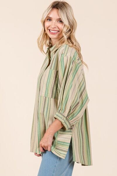 Mittoshop Striped Bubble Sleeve Button Down Shirt - Sydney So Sweet