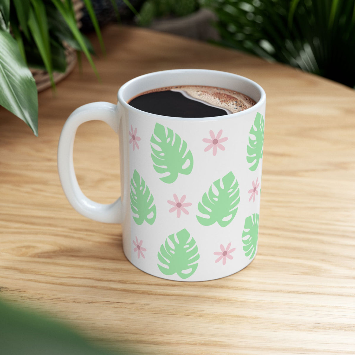 Monstera Plant Cute Ceramic Mug Coffee Cup (11oz & 15oz)