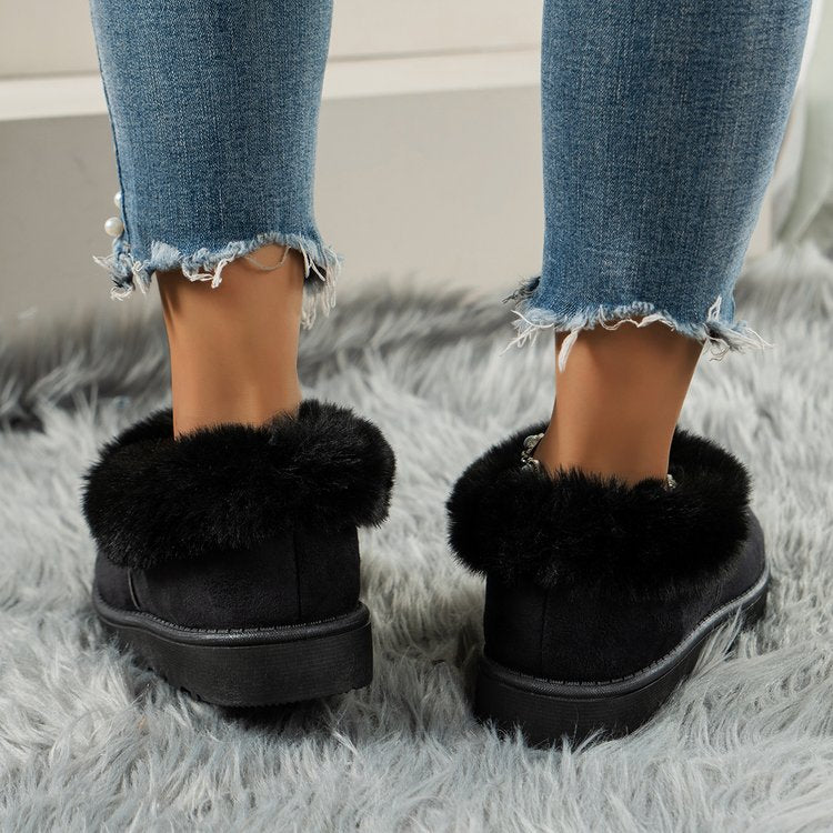 Thermal Fuzzy Tied Round Toe Boots - Sydney So Sweet