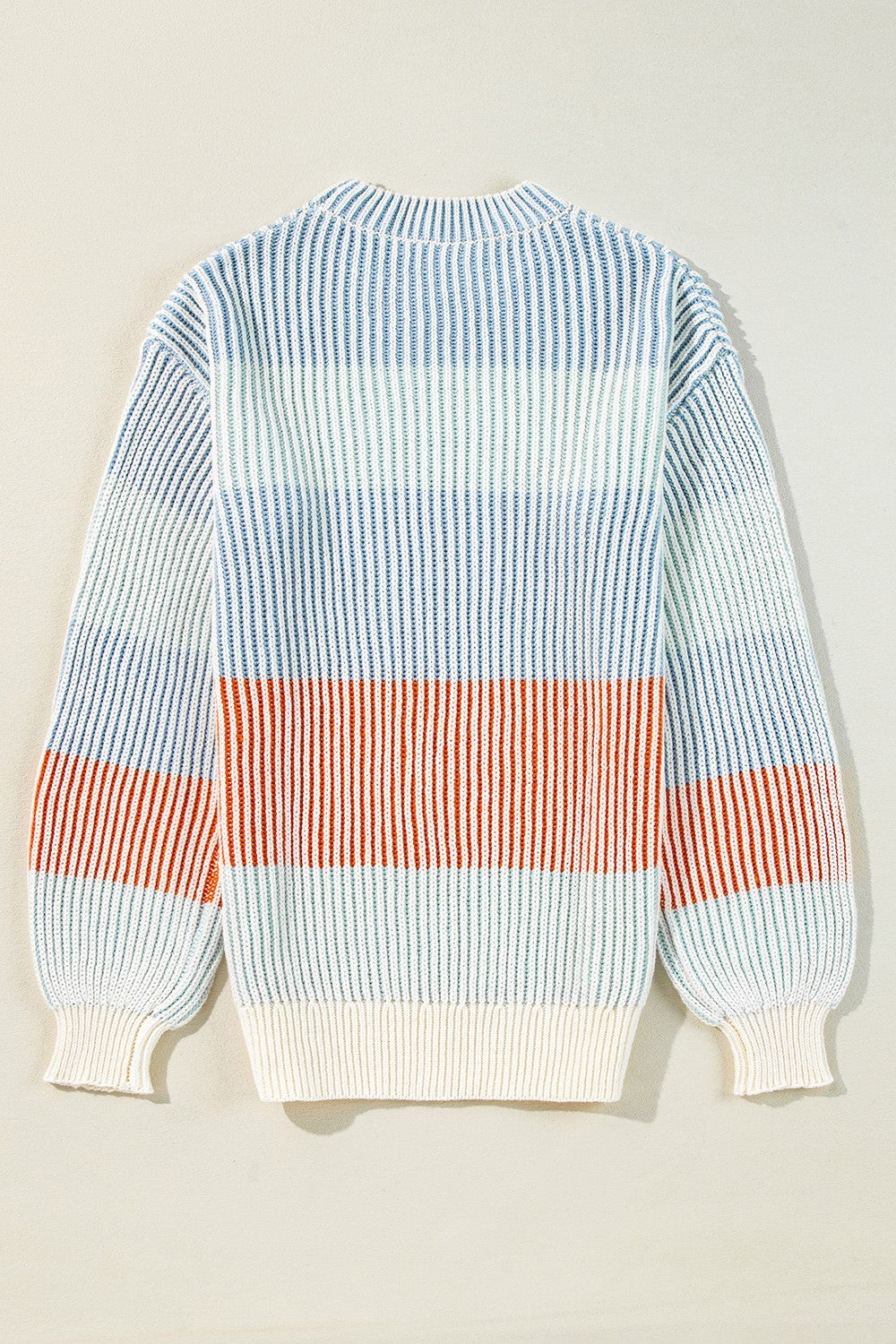 Striped Color Block Round Neck Long Sleeve Sweater - Sydney So Sweet